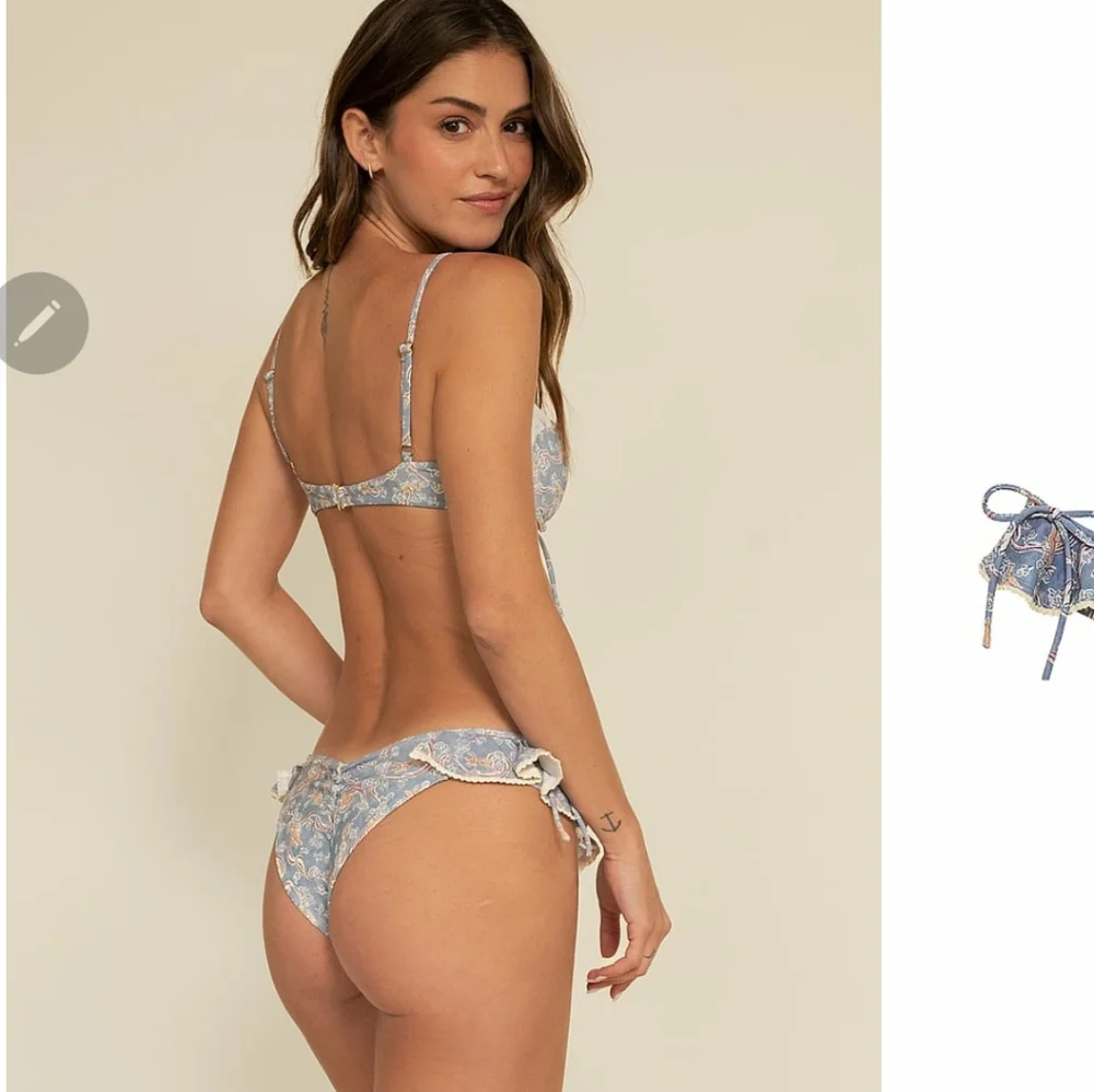 Montce Blue Paisley Ruffle Bikini with Cream Trim